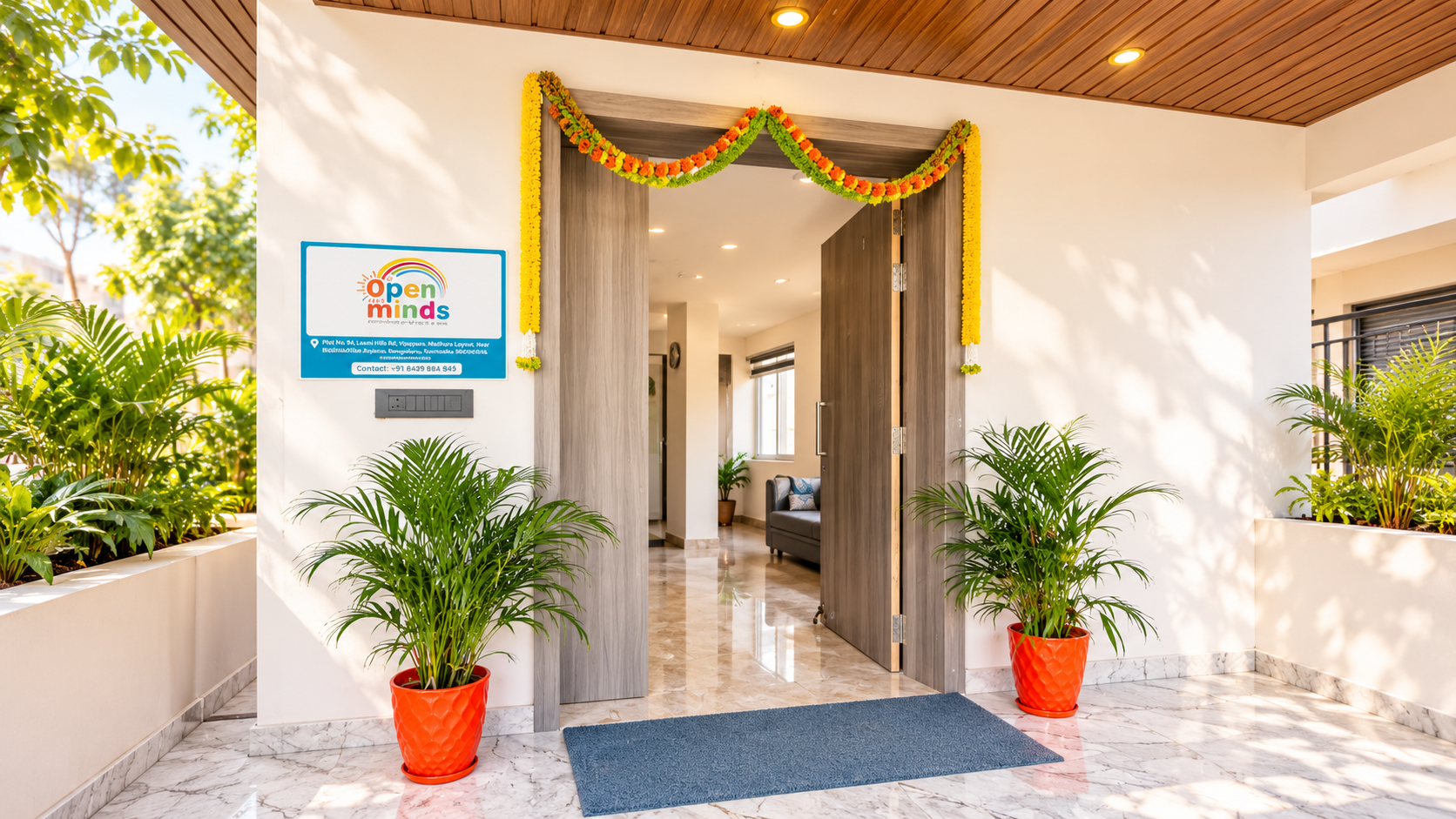 Entrance of Open Minds Child Vista child development centre in Hyderabad